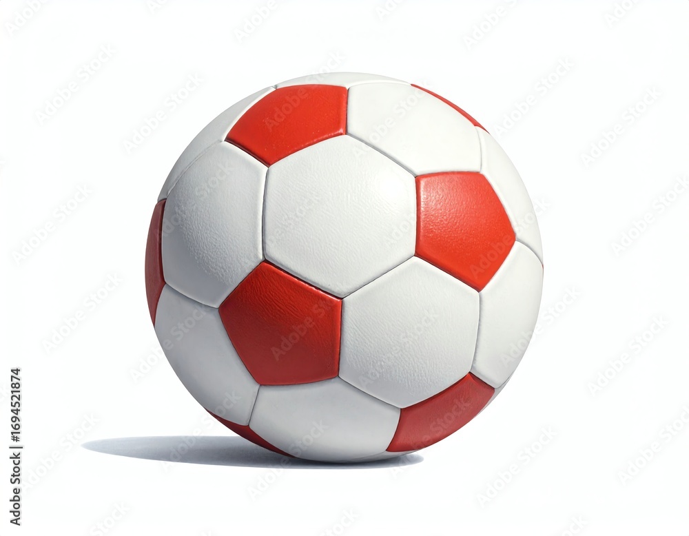 Obraz premium Vibrant red and white soccer ball isolated.