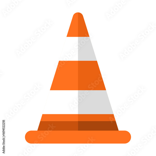 Vivid orange warning cone for essential road work and public safety demarcation