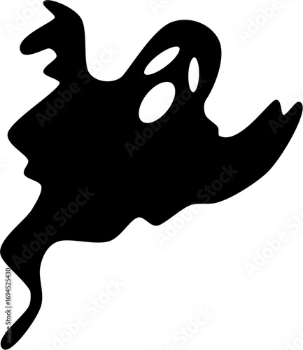 Simple Silhouette Black Ghost Shape for Halloween Celebration Symbol Icon