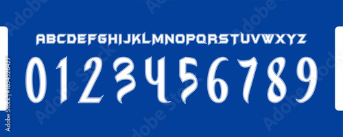 Modern Sharp Edged Uppercase Alphabet and Numerical Set Lettering Style