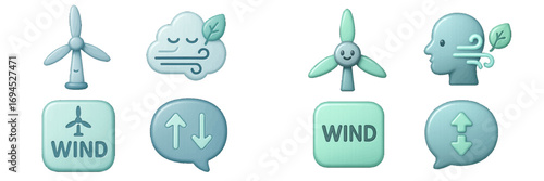 Modern wind energy and environmental sustainability symbols for green power generation and ecological concepts