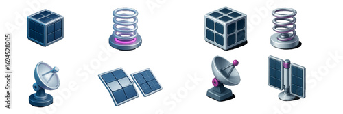 Contemporary digital technology, data storage, and renewable energy infrastructure system components for modern solutions and sustainable development concepts