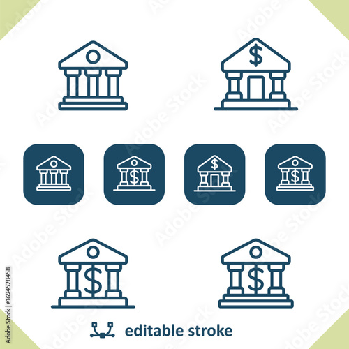 Bank Icons. Banking, Dollar, Building Icon