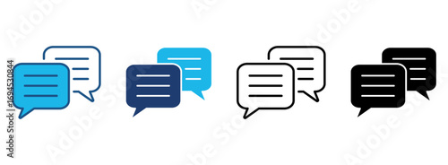 Communication Icon Set With Multiple Styles. Vector Illustration