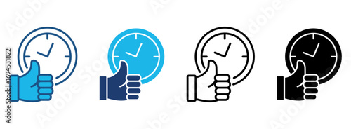 Punctuality Icon Set With Multiple Styles. Vector Illustration