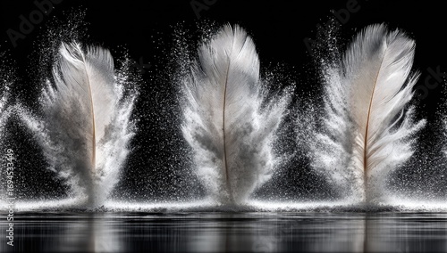 Feathers in motion, powder splash