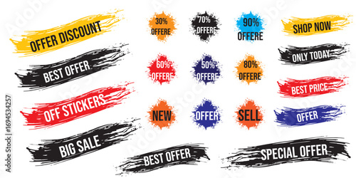 Offer, special offer, brush strokes, brush strokes for sale. Vector illustration