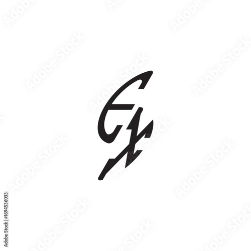 gaming monogram Black  EX initial logo vector curved oval shape alphabet letter