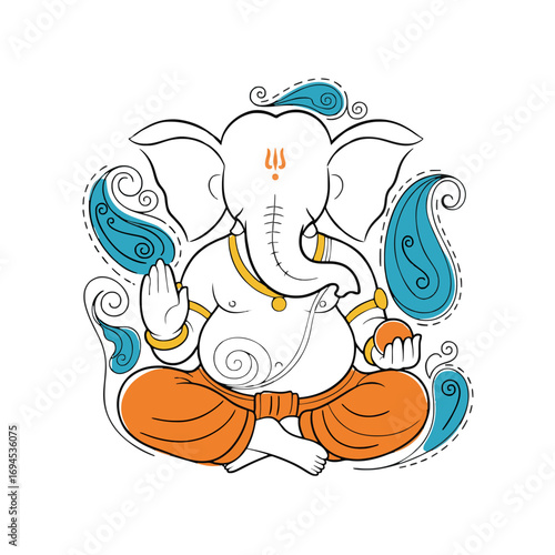 Minimalist doodle-style Lord Ganesha