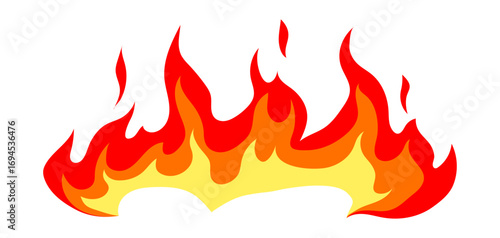 Illustration of stylized fire or flame. Burning red fire or bonfire.