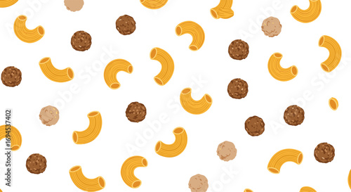 Cheesy macaroni and meatball pasta dinner meal pattern food design