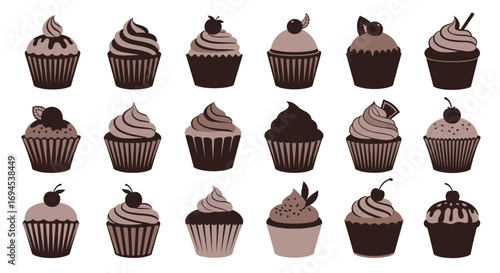 Delicate pixel art cupcake collection delicious sweet treats perfect for dessert lovers