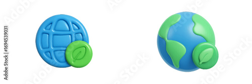Stylized globe with green leaf icon for environmental protection and sustainability