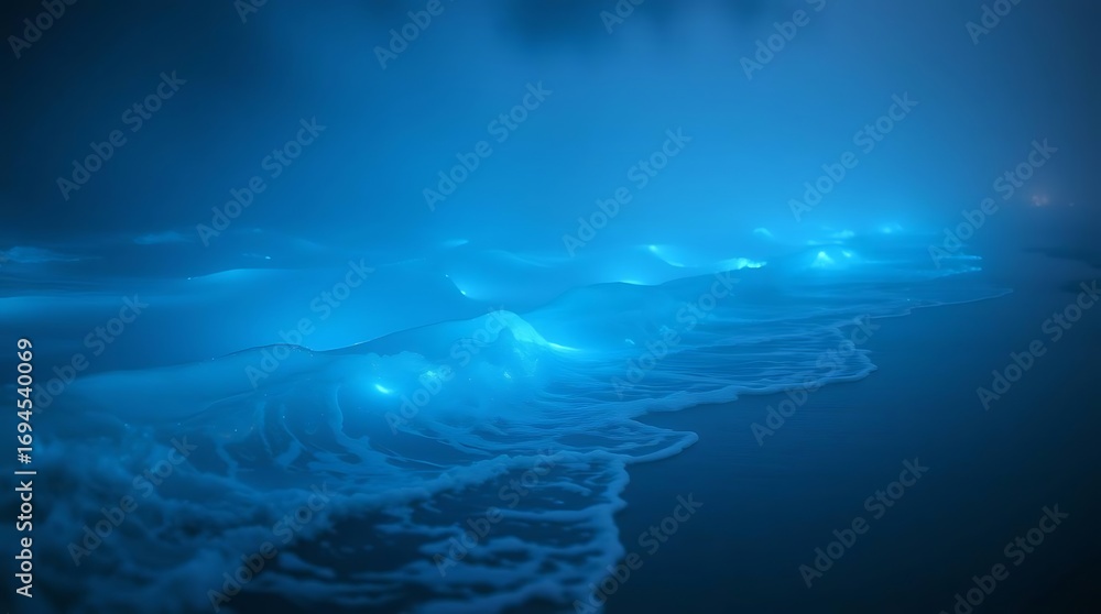 Fototapeta premium Bioluminescent underwater scene