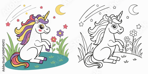 Cute and funny cartoon bunny vector illustration perfect for a kids' coloring page