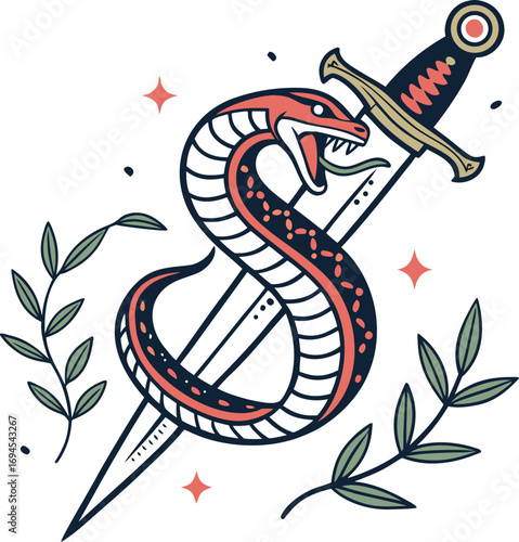 A whimsical cartoon snake with a serpentine body, illustrated as a cute and playful animal design