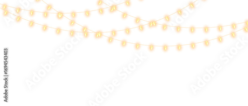 PNG Gold Garland Lights, Transparent Christmas Decoration Overlay, Minimal Winter Glow, Elegant Festive Background