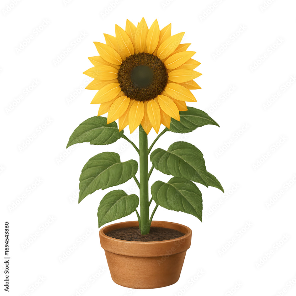 Obraz premium sunflower flowers in pot PNG