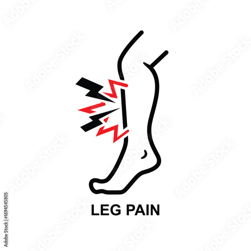 Leg pain icon. Shin hurts isolated on background vector illustration.Non AI generate
