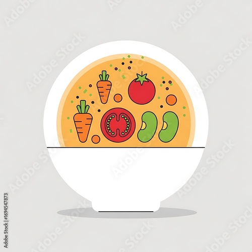 Vegetable Soup Bowl with Flat Design.