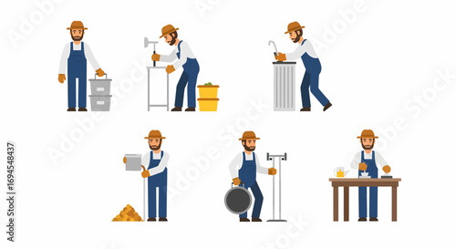 Flat Vector Farmer Characters in Various Agricultural Activities