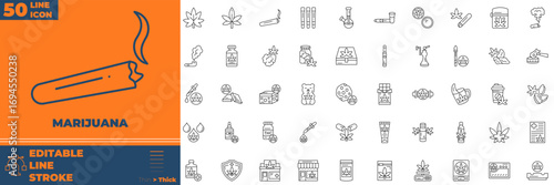 Marijuana Outline Icon Set.