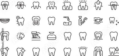 Oral Health & Dentistry Line Icon Collection – 40 Clean Thin Outline Vectors