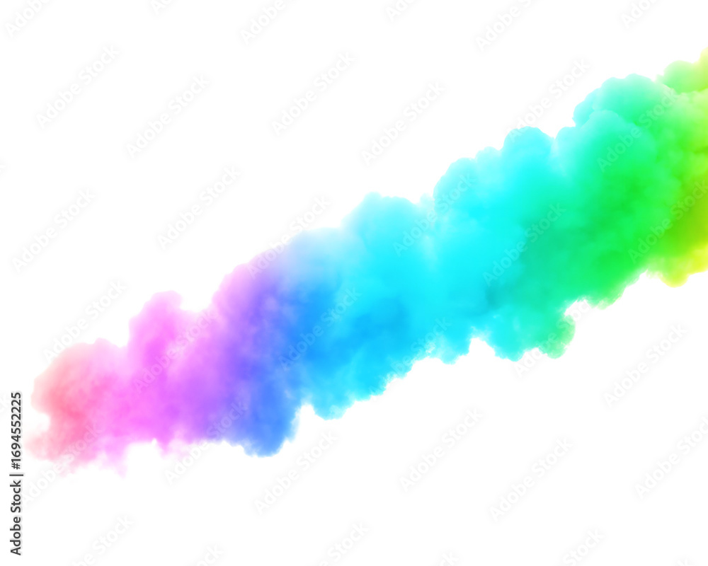 Fototapeta premium Nuage de fumée arc-en-ciel sur fond transparent PNG