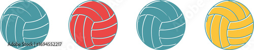 Colorful water polo balls lined up for action sports recreation outdoor activity vector