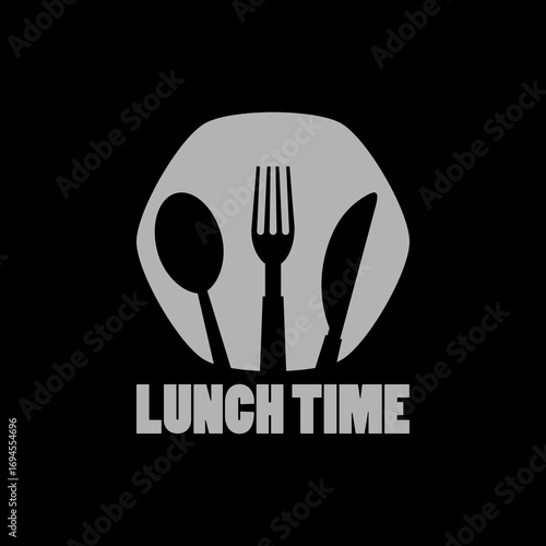 Lunch time icon isolated on black background