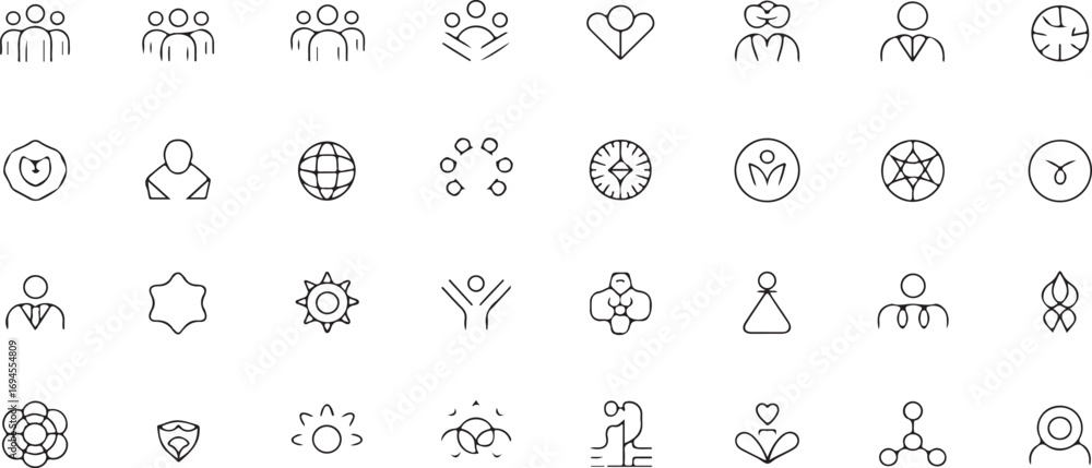 Obraz premium vector Business Core Values Line Icons – 40 Principles and Ethics Pictograms