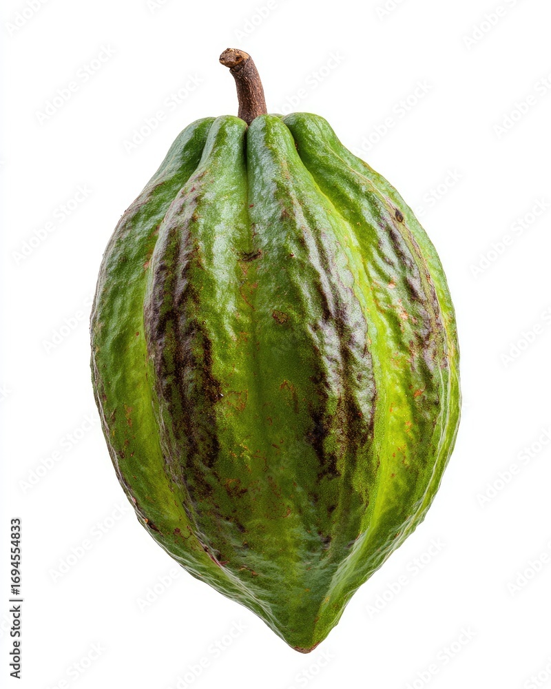 Naklejka premium Green cacao pod, bumpy, ribbed