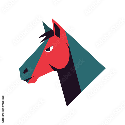 Vector art of stylized horse head on white background