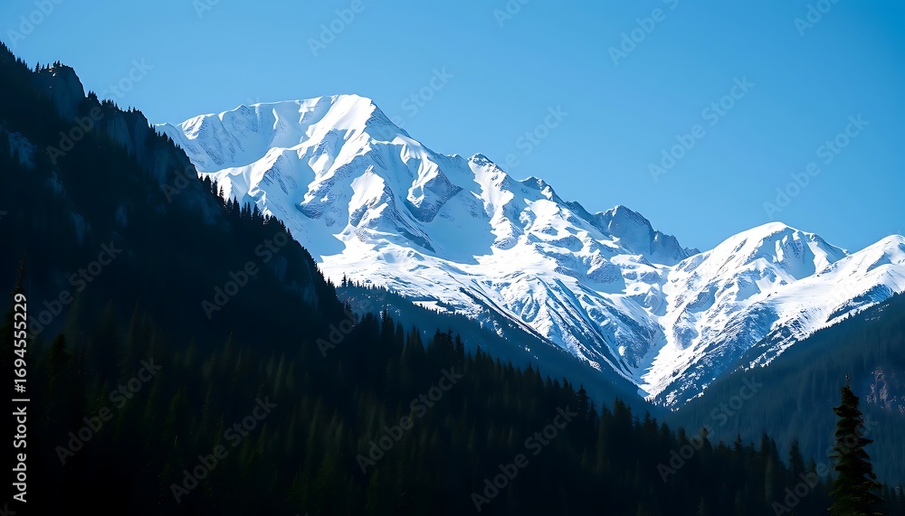 Fototapeta premium Majestic Snow-Capped Mountain Peaks in a Vast and Breathtaking Landscape