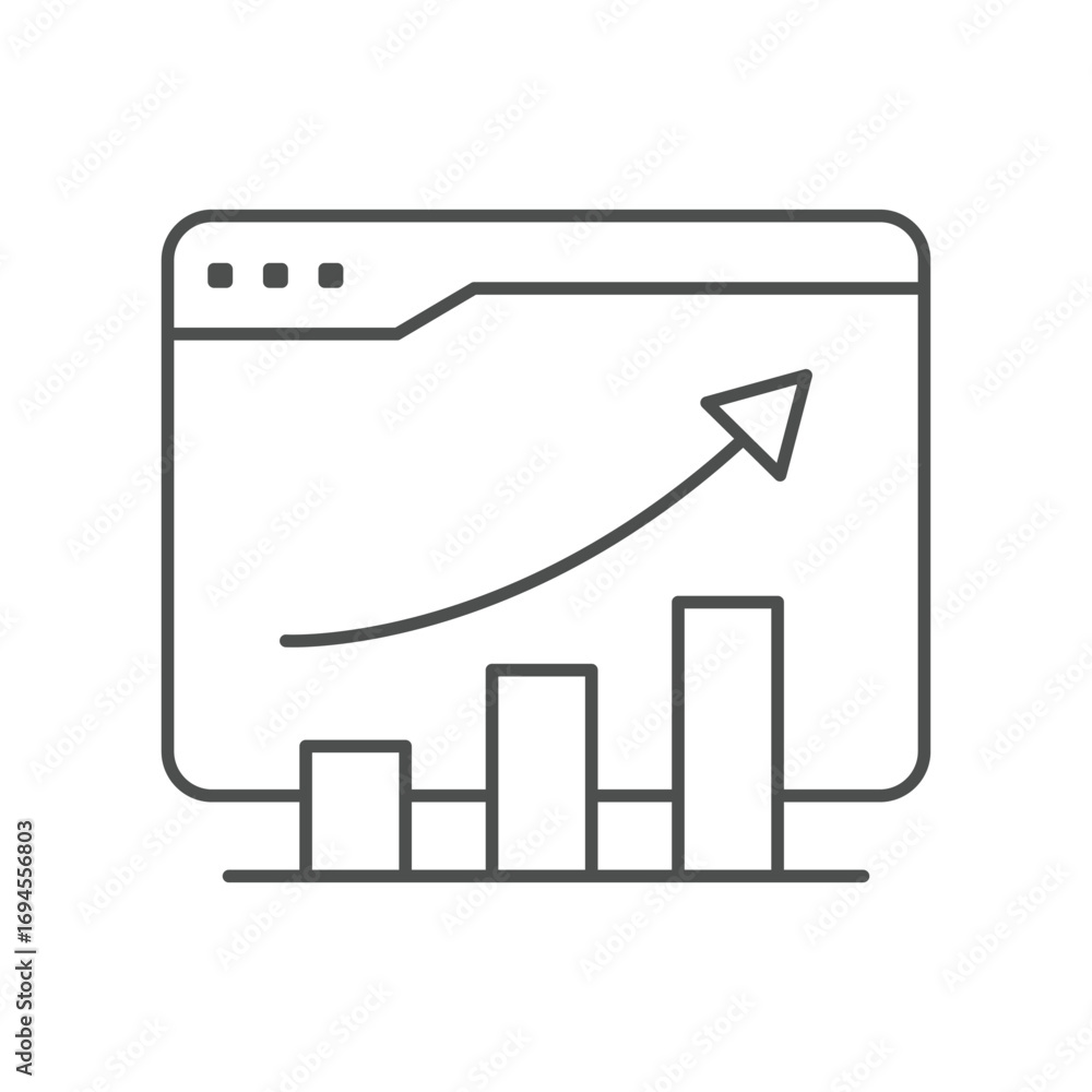 Fototapeta premium Growth Chart thinline icon , vector, pixel perfect, illustrator file 