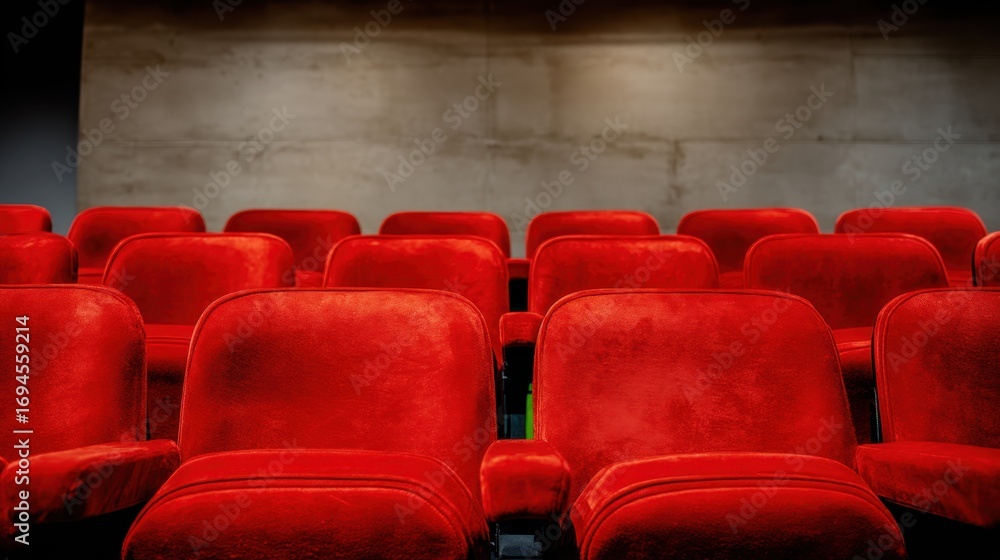 Fototapeta premium Empty red seats in a cinema waiting for viewers.