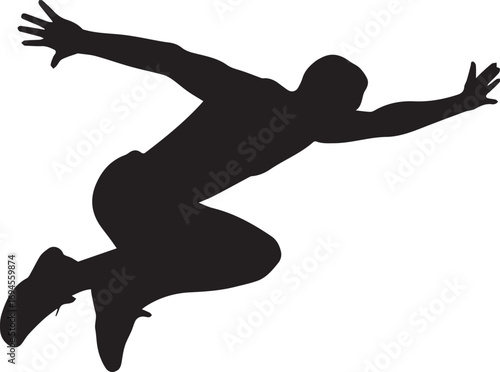 Dynamic silhouette of athletic man performing dynamic pose demonstrating strength and agility