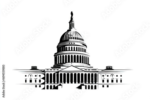 Line drawing of the united states capitol building.