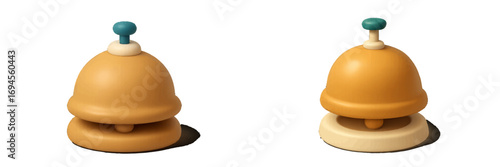 Service bell with teal knob and beige base, minimalist design