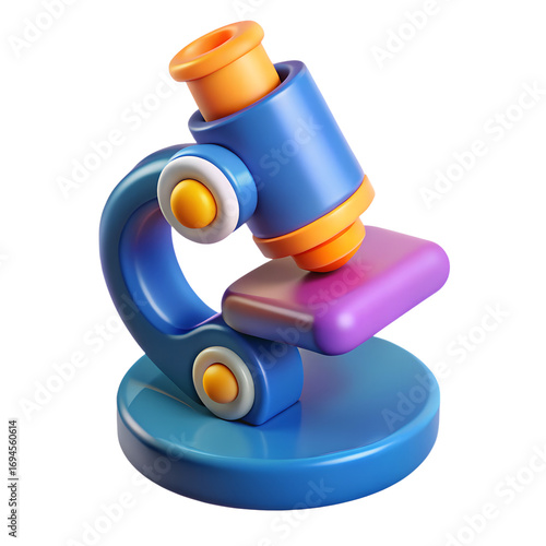 Colorful 3D Render of a Cartoon Microscope for