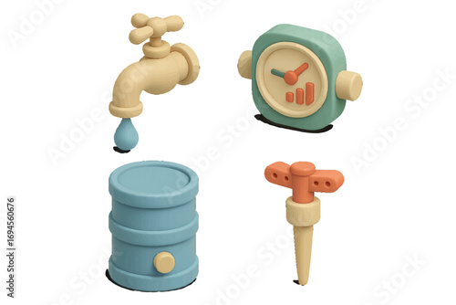 Water conservation elements including dripping tap, storage barrel, timer, and irrigation dripper for efficient resource management