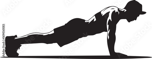 Fitness athlete silhouette performing a push-up exercise a strong core workout demonstration