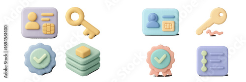 Modern digital security, identity verification, and data protection concepts in a soft 3D-like style