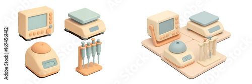 Modern scientific laboratory instruments and equipment for research and analysis in a clean and stylized design