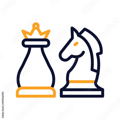 Chess Knight Outline bold Vector Icon which can be easily modified or Edited 
