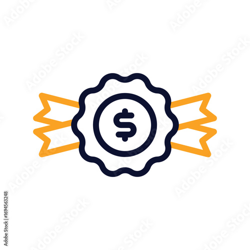 Dollar Badge Outline bold Vector Icon which can be easily modified or Edited 
