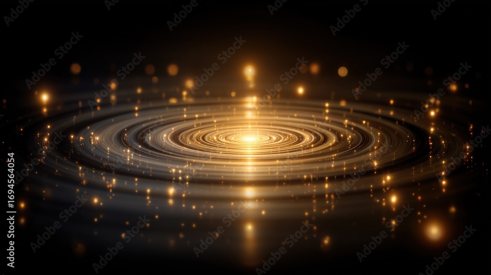 Fototapeta premium Golden Ripple Lights on Dark Background for Digital Art and UI Design