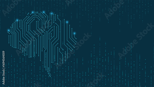 Abstract digital brain background featuring glowing circuit lines and futuristic technology design, perfect for innovation, AI, and modern tech themed projects