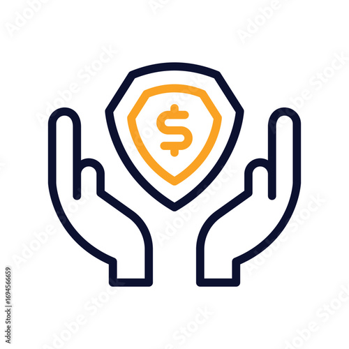 Money Insurance Outline bold Vector Icon which can be easily modified or Edited 
