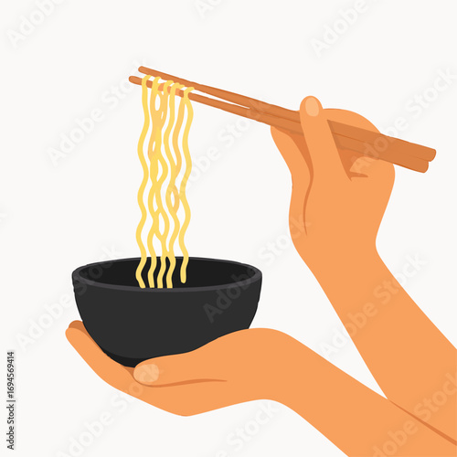Chopsticks Lifting Noodles Bowl